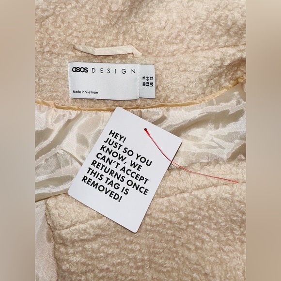 ASOS Oversized Cream Double Breasted Boucle Wool Blend Teddy Trench Peacoat - Picture 7 of 15